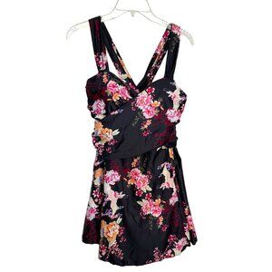 Cocopear Swimdress NWT 3XL Black Floral One-Piece Swimsuit Plus Size Swim Dress